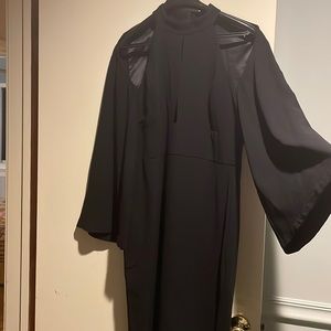 Bardot. Little black dress. Cold shoulder. Keyhole. Bell sleeves. Below the knee